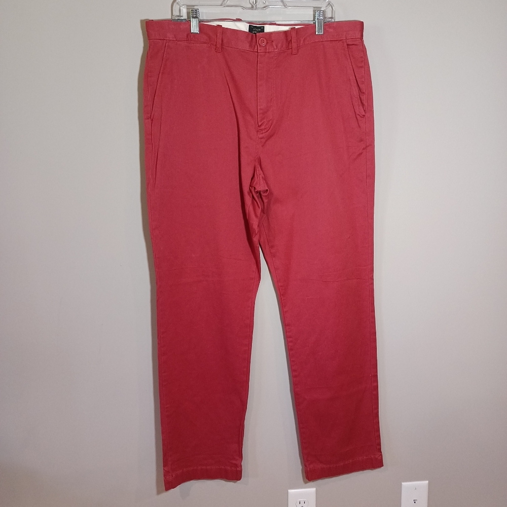 J Crew 1040 Pant Flex Stretch Straight Flat Chino Mens Size 36x32 in Salmon New